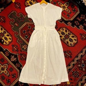 Vintage 100% Cotton White Midi Dress